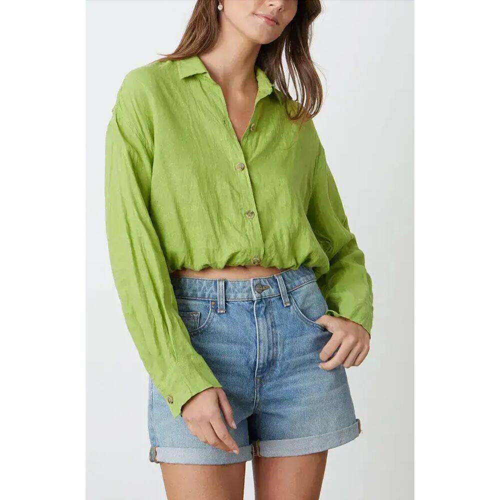 Velvet by Graham & Spencer Raven Linen Cropped Shirt
